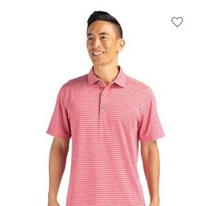 Cutter & Buck Men's Polo in Heathered Red Stripes